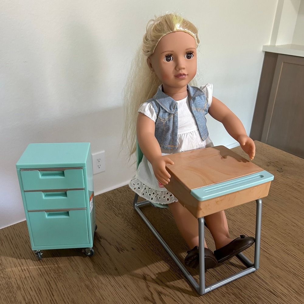 Our Generation OG 18" Doll and Desk and Filing Cabinet
